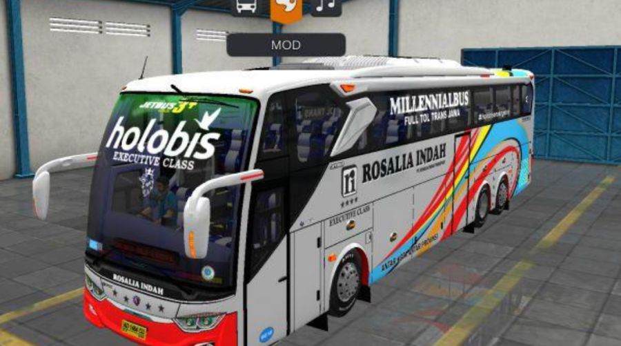 Mod Bussid Bus Rosalia Indah JB3+ Tronson Single Glass